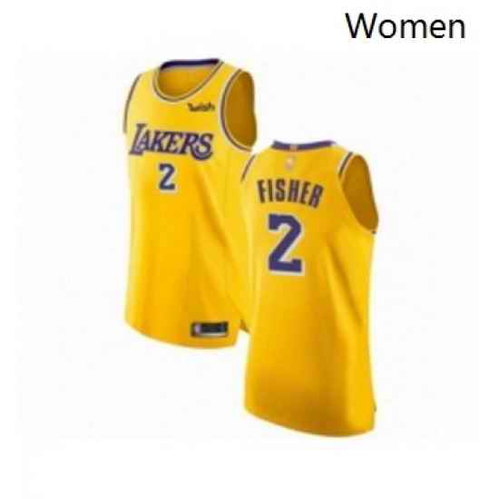 Womens Los Angeles Lakers 2 Derek Fisher Authentic Gold Home Basketball Jersey Icon Edition